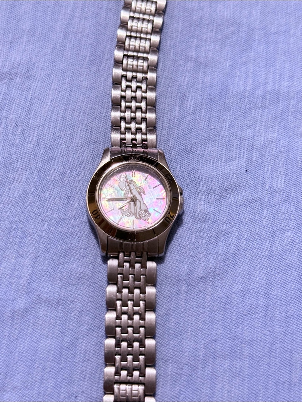 Sterling Silver Women’s Disney’s Eeyore Watch with Iridescent Dial